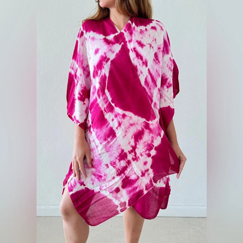 Pink Tie dye beach cover-up - Picture 3 of 3